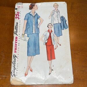 Vtg 1953 Simplicity‎ maternity blouse, jacket & skirt sewing pattern